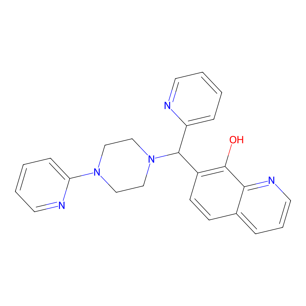 7-[2-Pyridyl(4-(2-pyridyl)piperazinyl)methyl]quinolin-8-ol molecular structure, CAS 622792-05-6