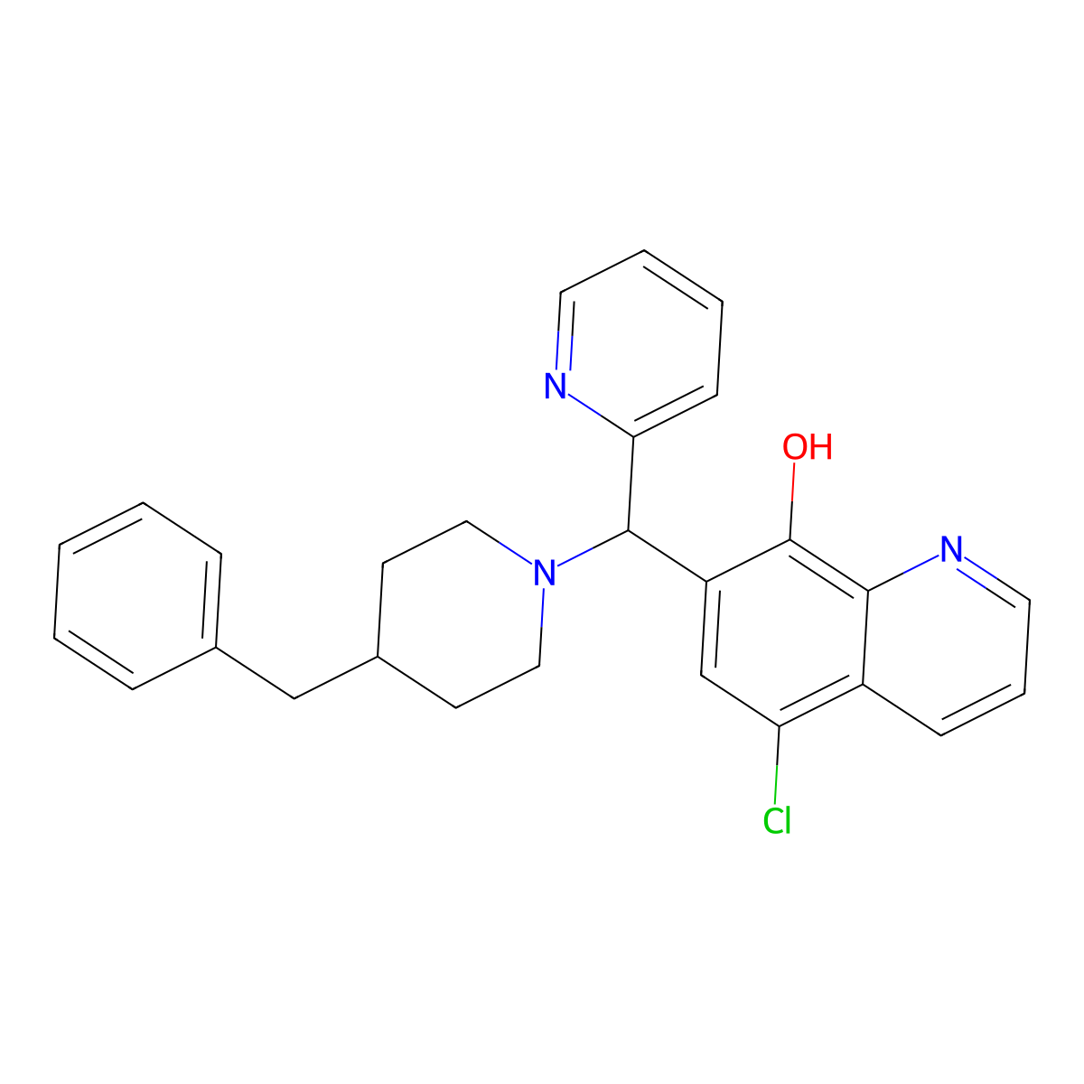 7-[(4-Benzylpiperidin-1-yl)(pyridin-2-yl)methyl]-5-chloroquinolin-8-ol molecular structure, CAS 622792-29-4
