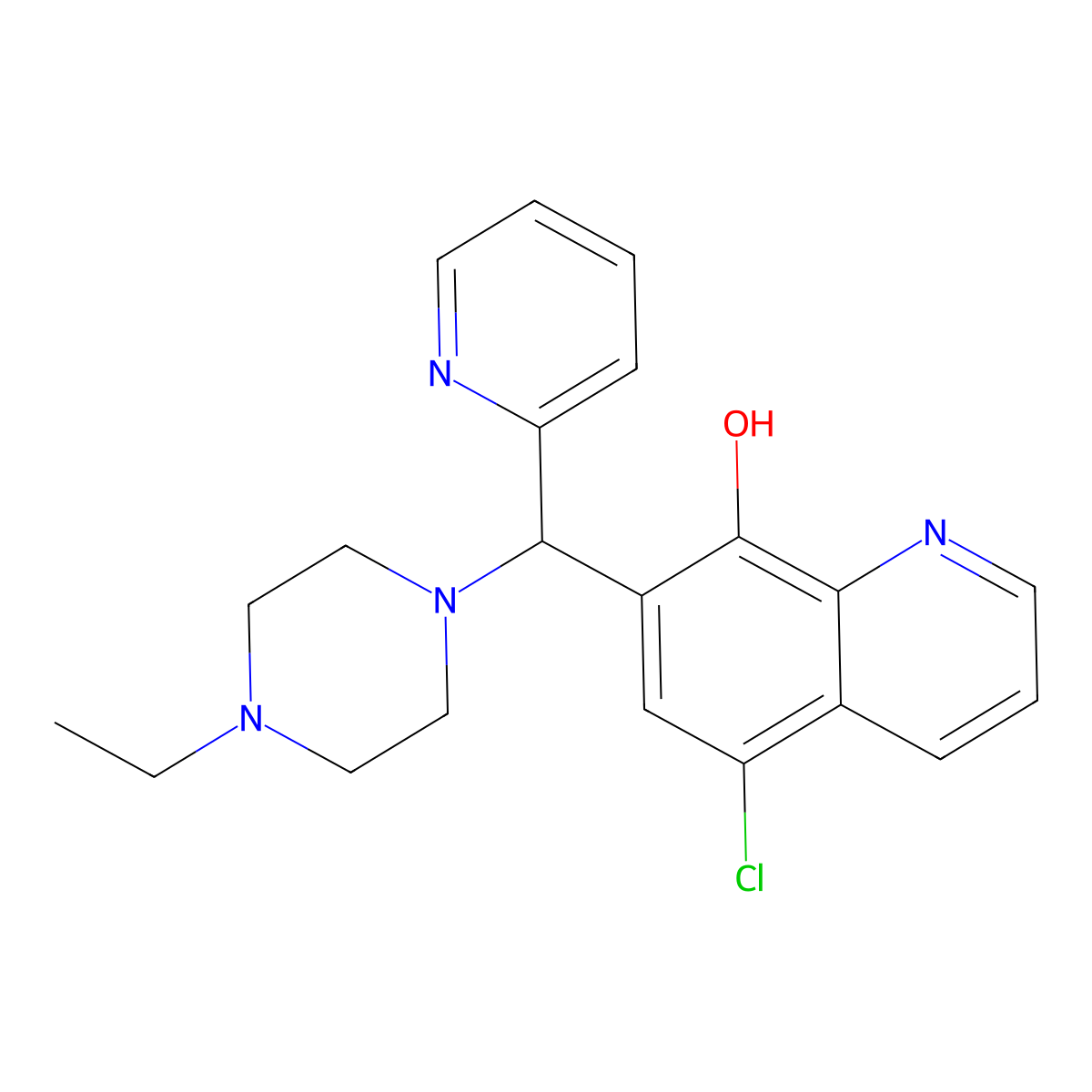 5-Chloro-7-[(4-ethylpiperazin-1-yl)(pyridin-2-yl)methyl]quinolin-8-ol molecular structure, CAS 622792-38-5