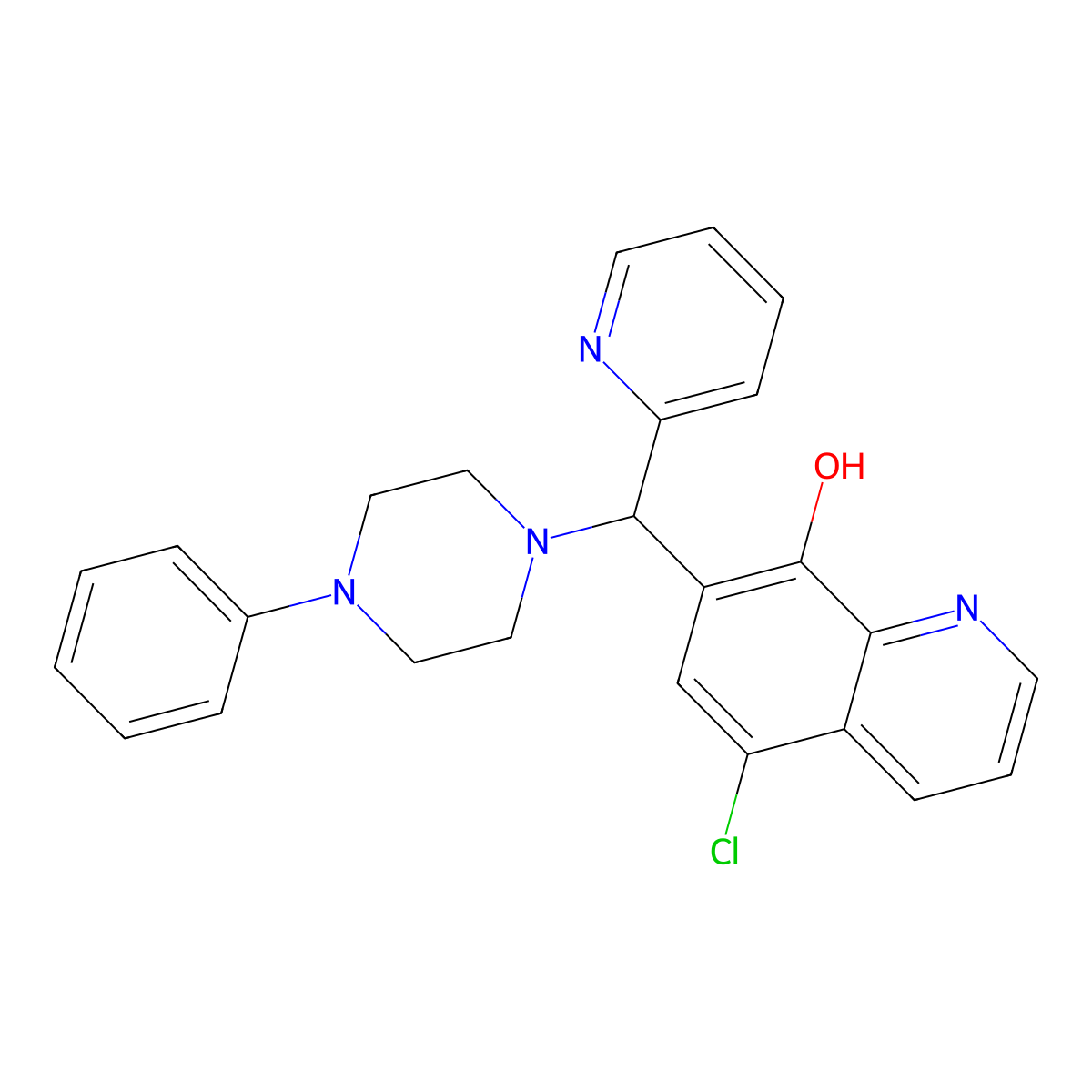 5-Chloro-7-[(4-phenylpiperazin-1-yl)(pyridin-2-yl)methyl]quinolin-8-ol molecular structure, CAS 622792-47-6