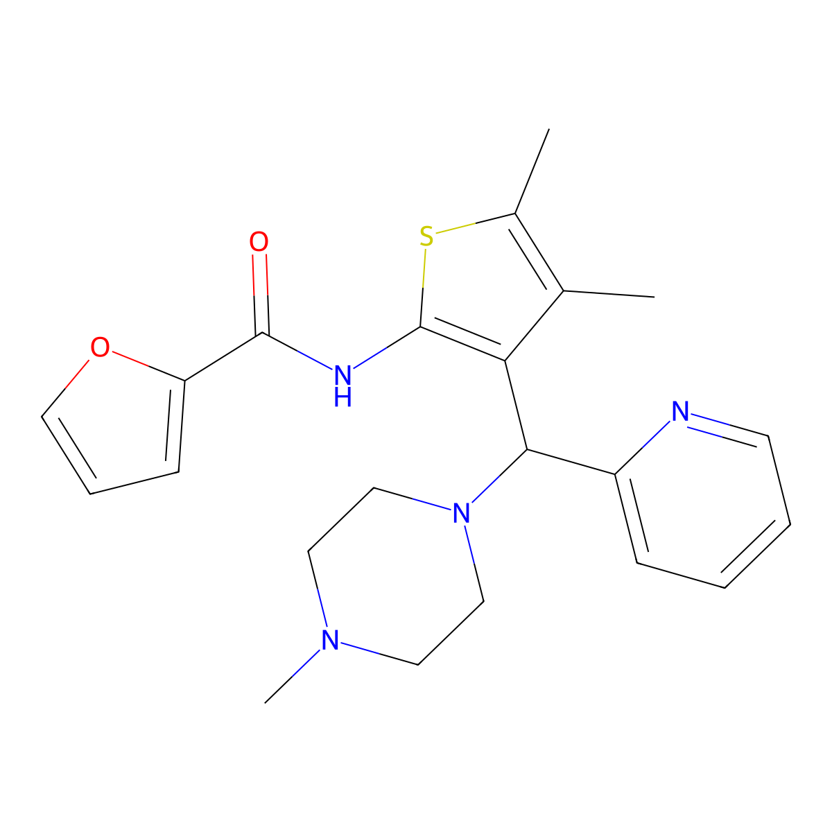 N-[4,5-dimethyl-3-[(4-methylpiperazin-1-yl)-pyridin-2-ylmethyl]thiophen-2-yl]furan-2-carboxamide molecular structure, CAS 622792-63-6