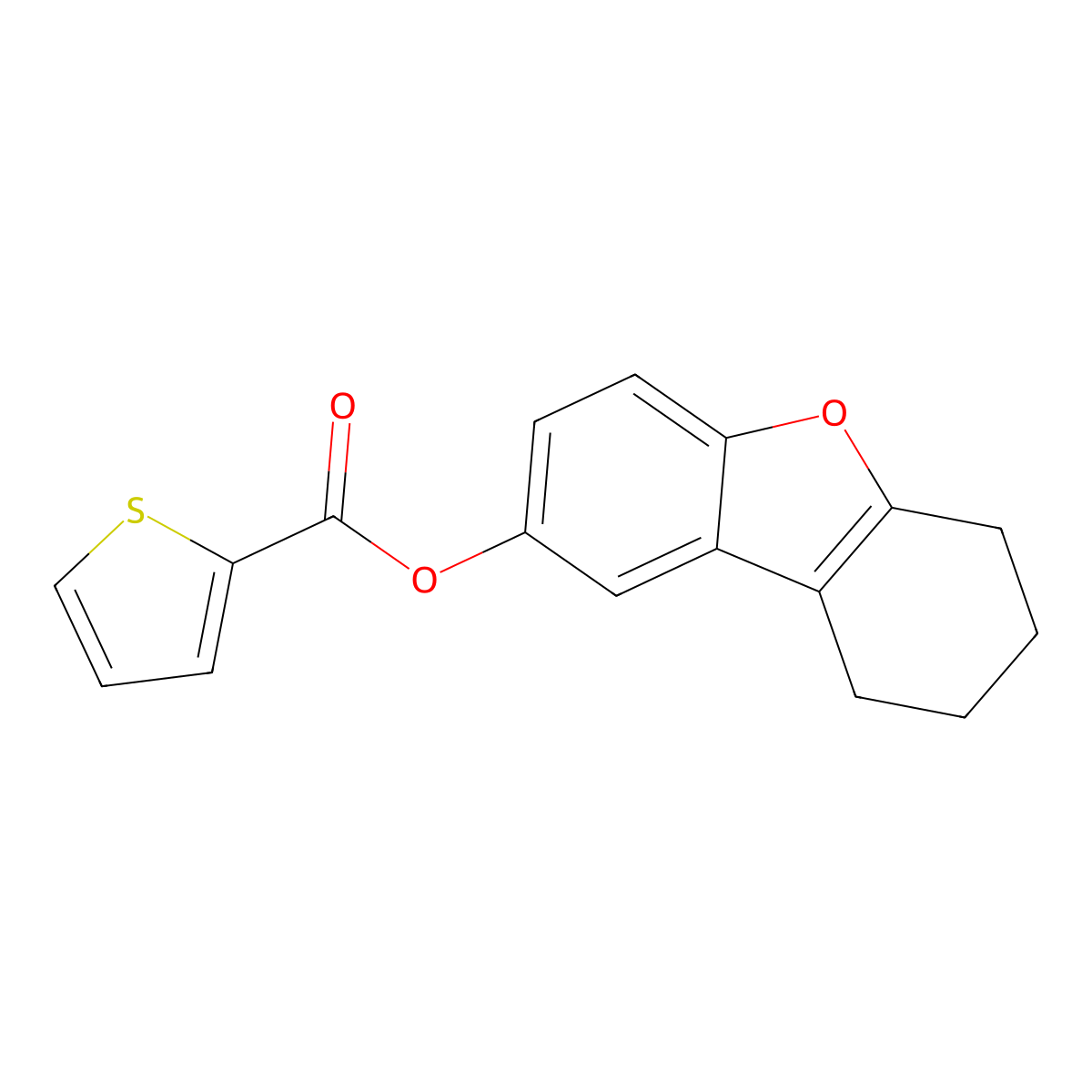 8-Oxatricyclo[7.4.0.0^{2,7}]trideca-1(9),2(7),3,5-tetraen-4-yl thiophene-2-carboxylate molecular structure, CAS 622792-70-5