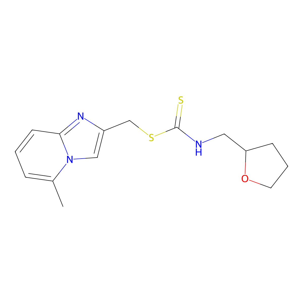 (5-Methylimidazo[1,2-a]pyridin-2-yl)methyl ((tetrahydrofuran-2-yl)methyl)carbamodithioate molecular structure, CAS 622794-00-7