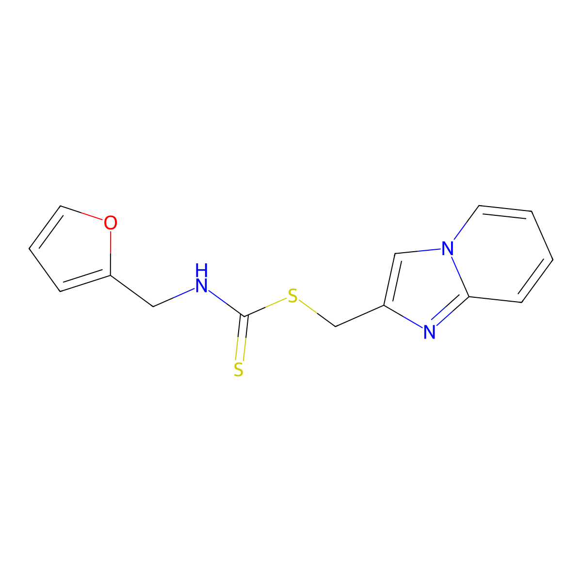 Imidazo[1,2-a]pyridin-2-ylmethyl (furan-2-ylmethyl)carbamodithioate molecular structure, CAS 622794-31-4