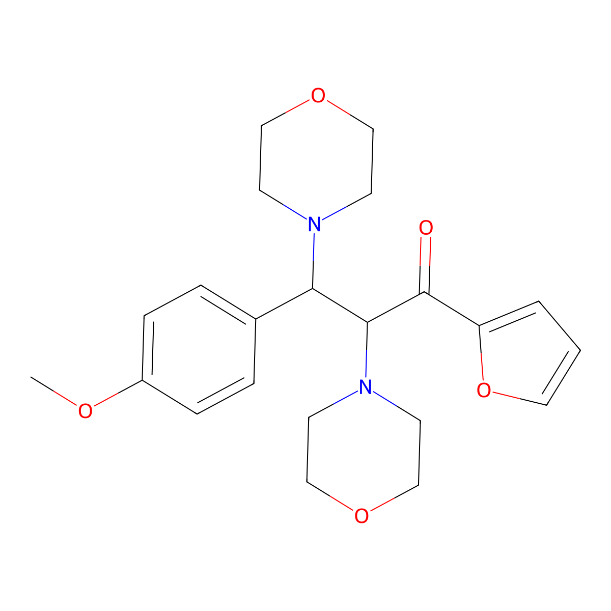 1-(2-Furyl)-3-(4-methoxyphenyl)-2,3-dimorpholin-4-ylpropan-1-one molecular structure, CAS 622794-43-8