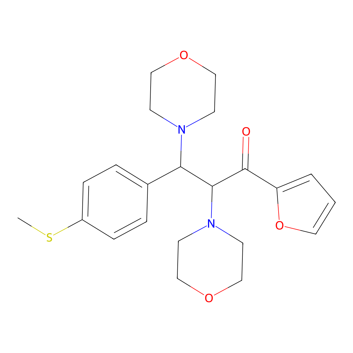 1-(Furan-2-yl)-3-(4-(methylthio)phenyl)-2,3-dimorpholinopropan-1-one molecular structure, CAS 622794-55-2