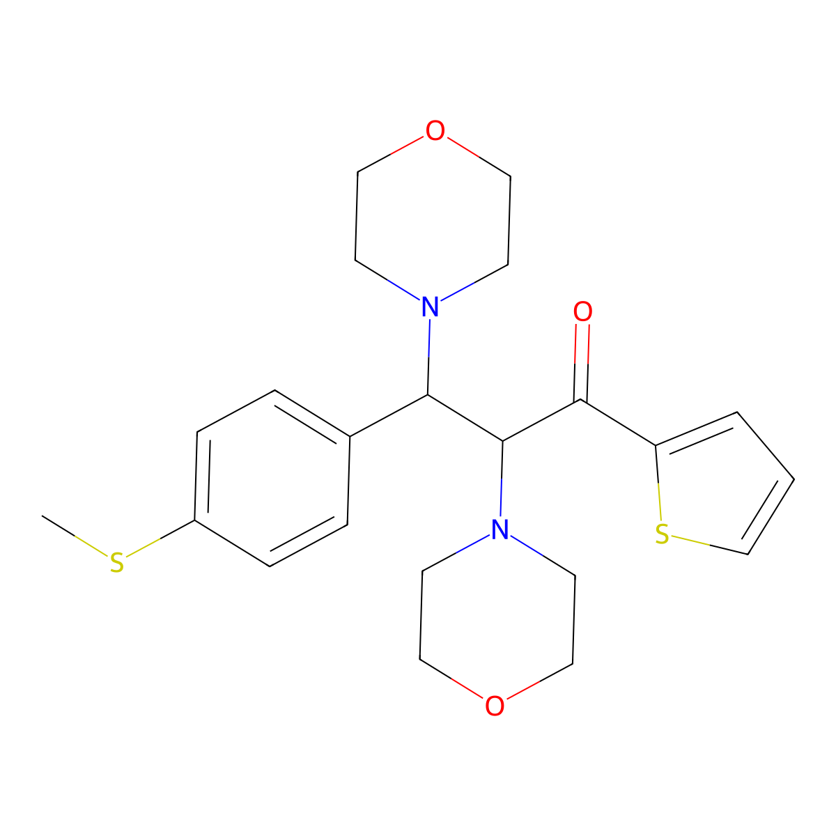 3-(4-(Methylthio)phenyl)-2,3-dimorpholino-1-(thiophen-2-yl)propan-1-one molecular structure, CAS 622794-71-2