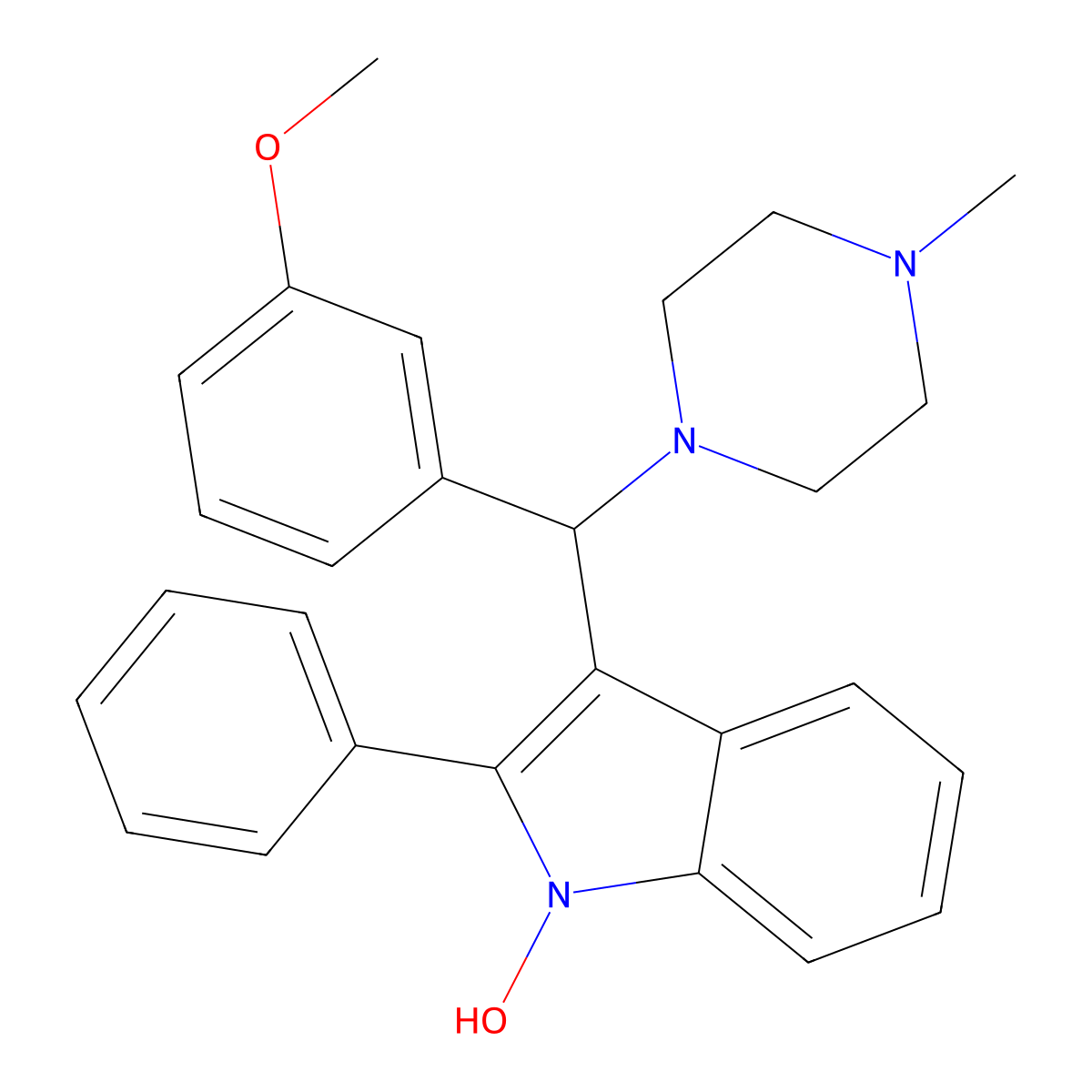 3-[(3-Methoxyphenyl)(4-methylpiperazinyl)methyl]-2-phenylindol-1-ol molecular structure, CAS 622795-00-0