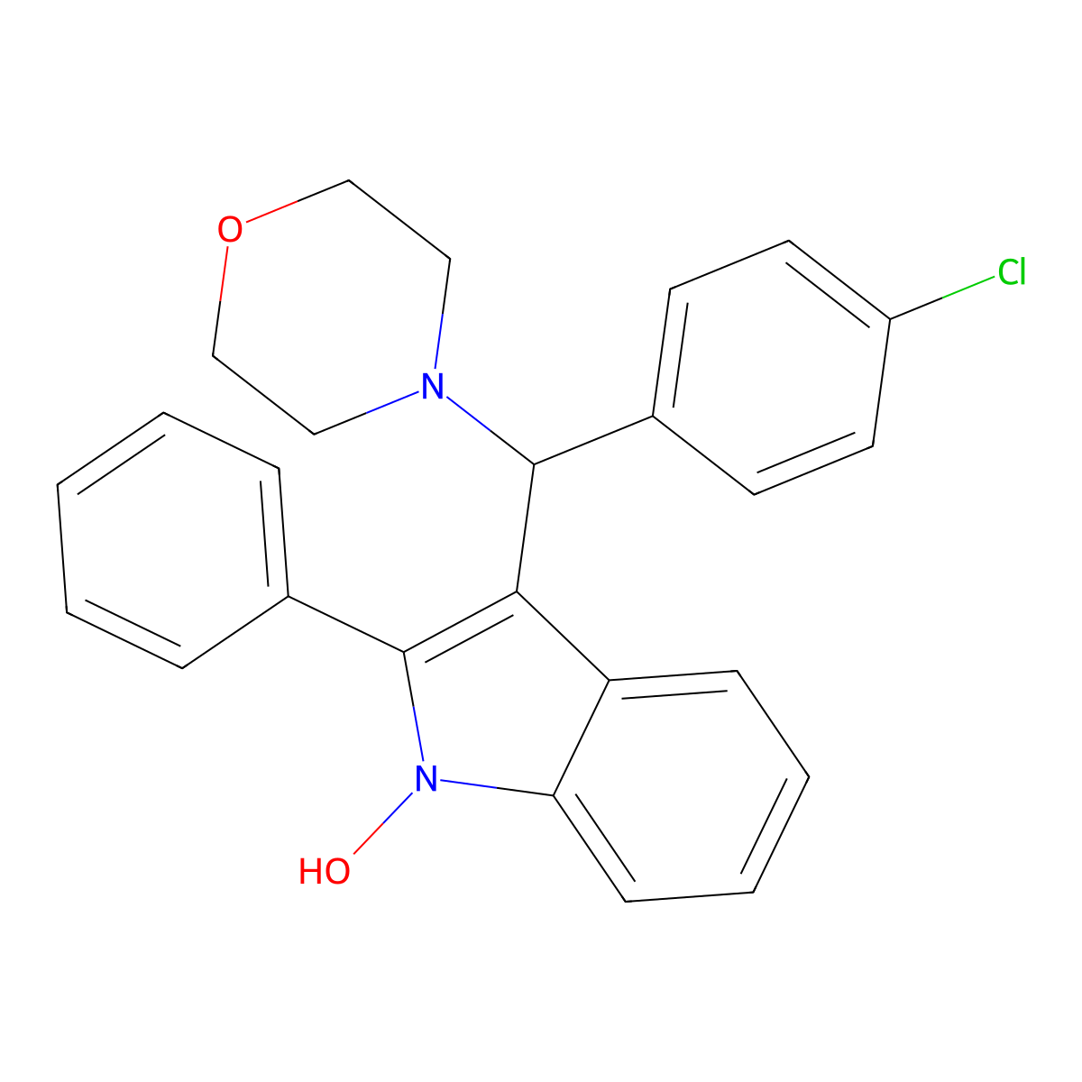3-((4-chlorophenyl)(morpholino)methyl)-2-phenyl-1H-indol-1-ol molecular structure, CAS 622795-16-8