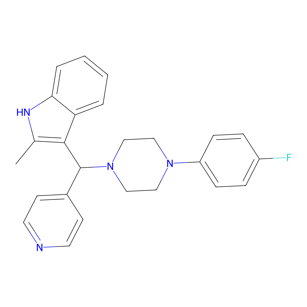 3-{[4-(4-fluorophenyl)piperazin-1-yl](pyridin-4-yl)methyl}-2-methyl-1H-indole molecular structure, CAS 622796-76-3