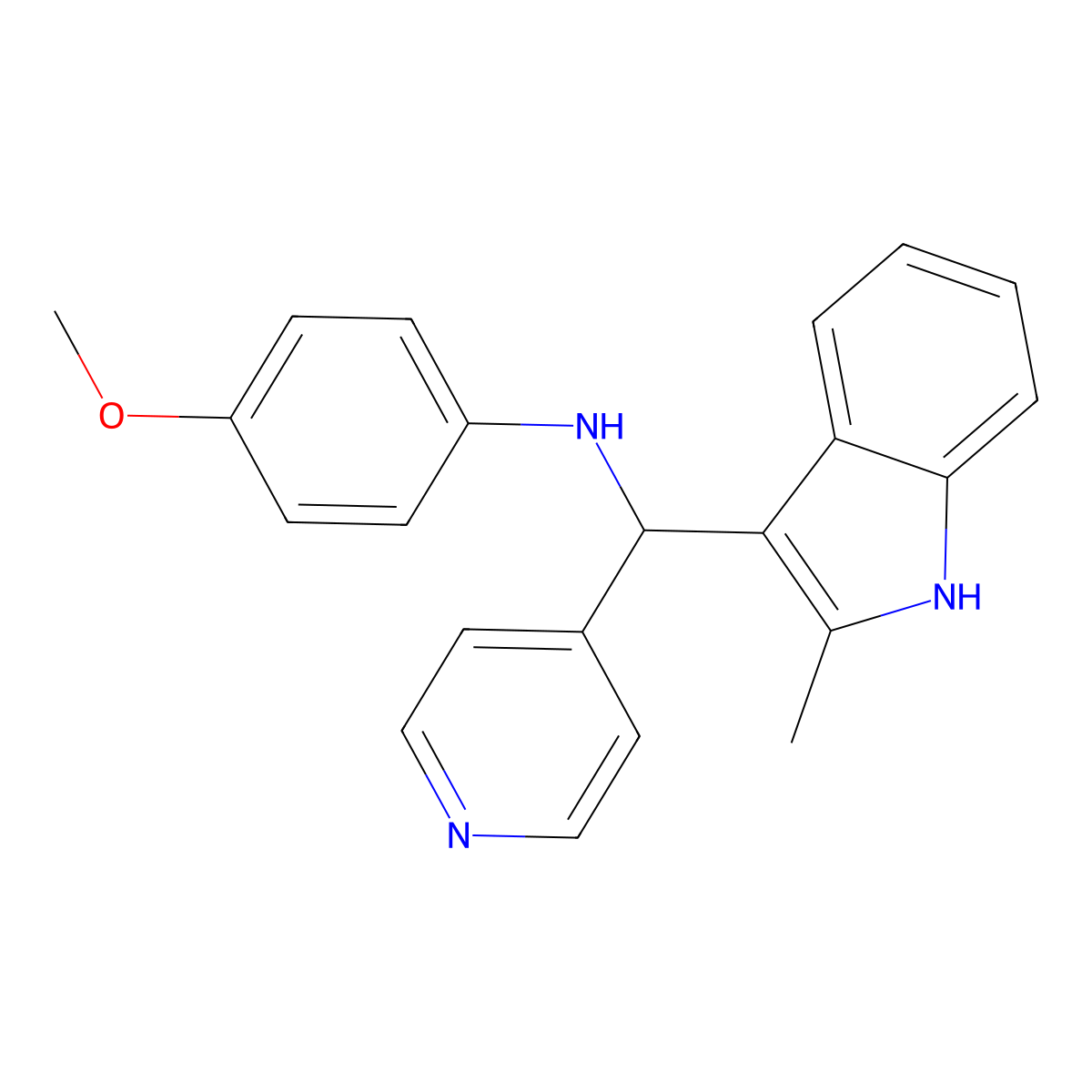 4-methoxy-N-[(2-methyl-1H-indol-3-yl)(pyridin-4-yl)methyl]aniline molecular structure, CAS 622797-01-7