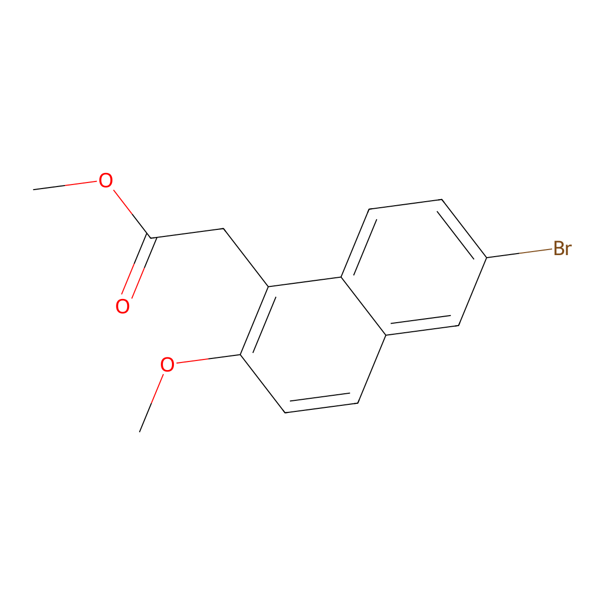 Methyl 2-(6-bromo-2-methoxynaphthyl)acetate molecular structure, CAS 622797-04-0