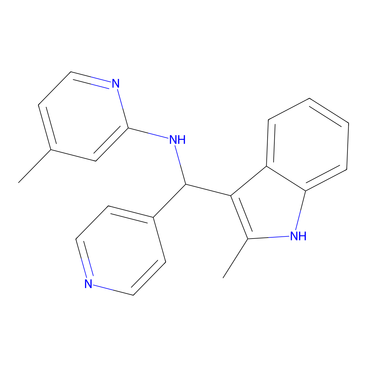 4-methyl-N-[(2-methyl-1H-indol-3-yl)(pyridin-4-yl)methyl]pyridin-2-amine molecular structure, CAS 622798-11-2