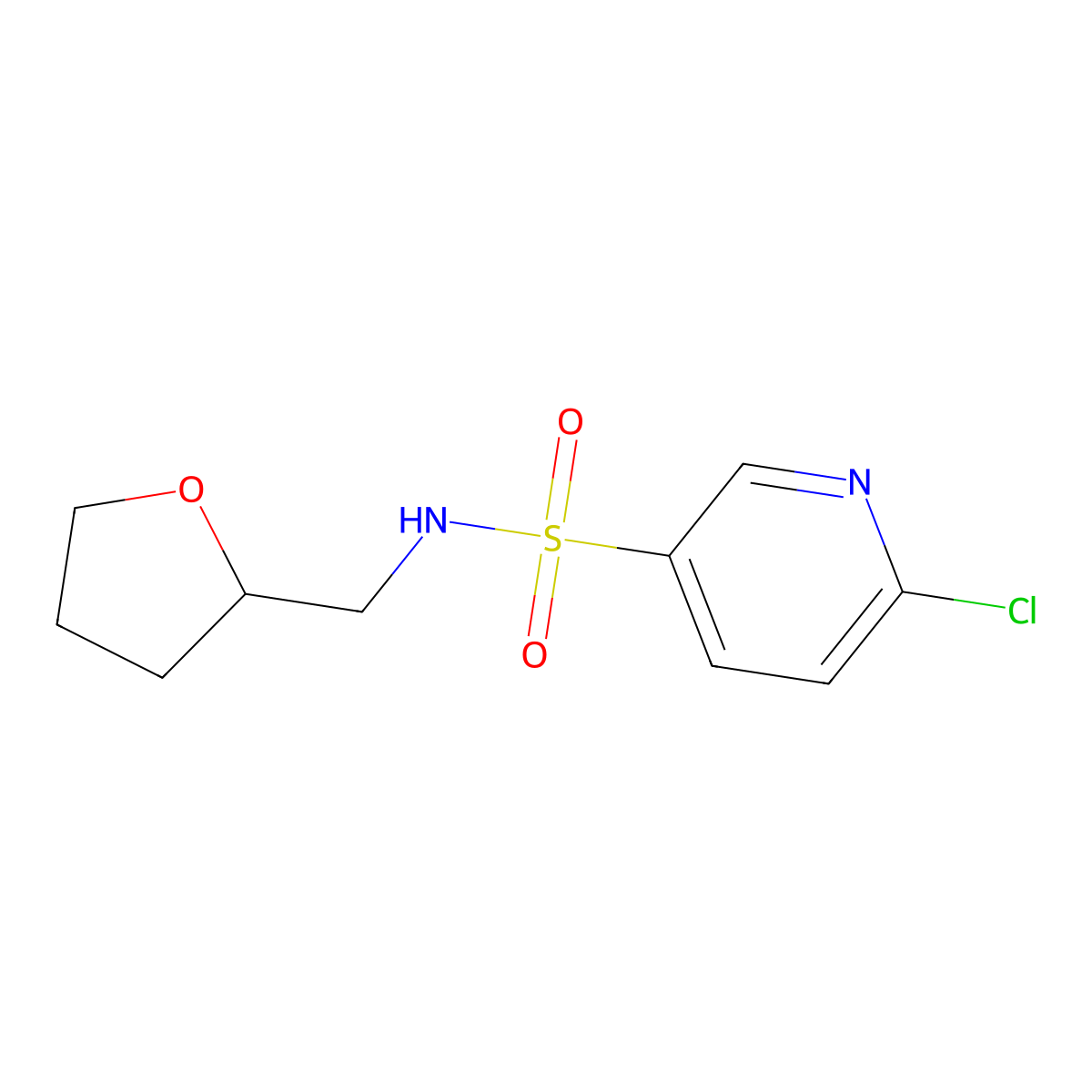 6-chloro-N-(tetrahydro-2-furanylmethyl)-3-pyridinesulfonamide molecular structure, CAS 622798-72-5