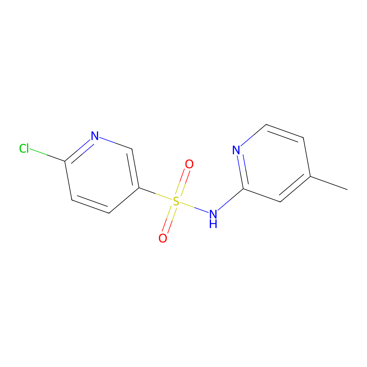 6-chloro-N-(4-methylpyridin-2-yl)pyridine-3-sulfonamide molecular structure, CAS 622799-38-6