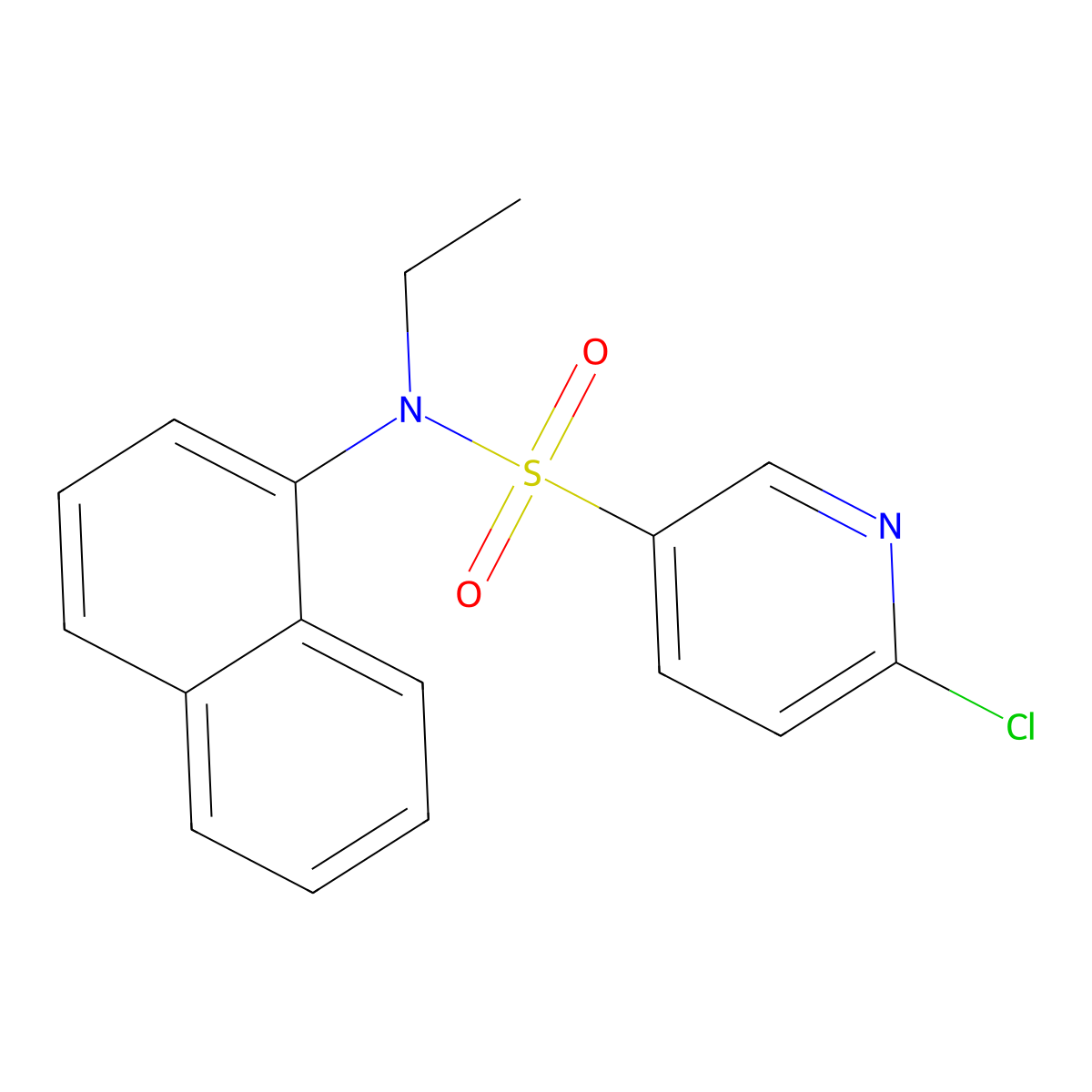 6-chloro-N-ethyl-N-naphthalen-1-ylpyridine-3-sulfonamide molecular structure, CAS 622799-63-7
