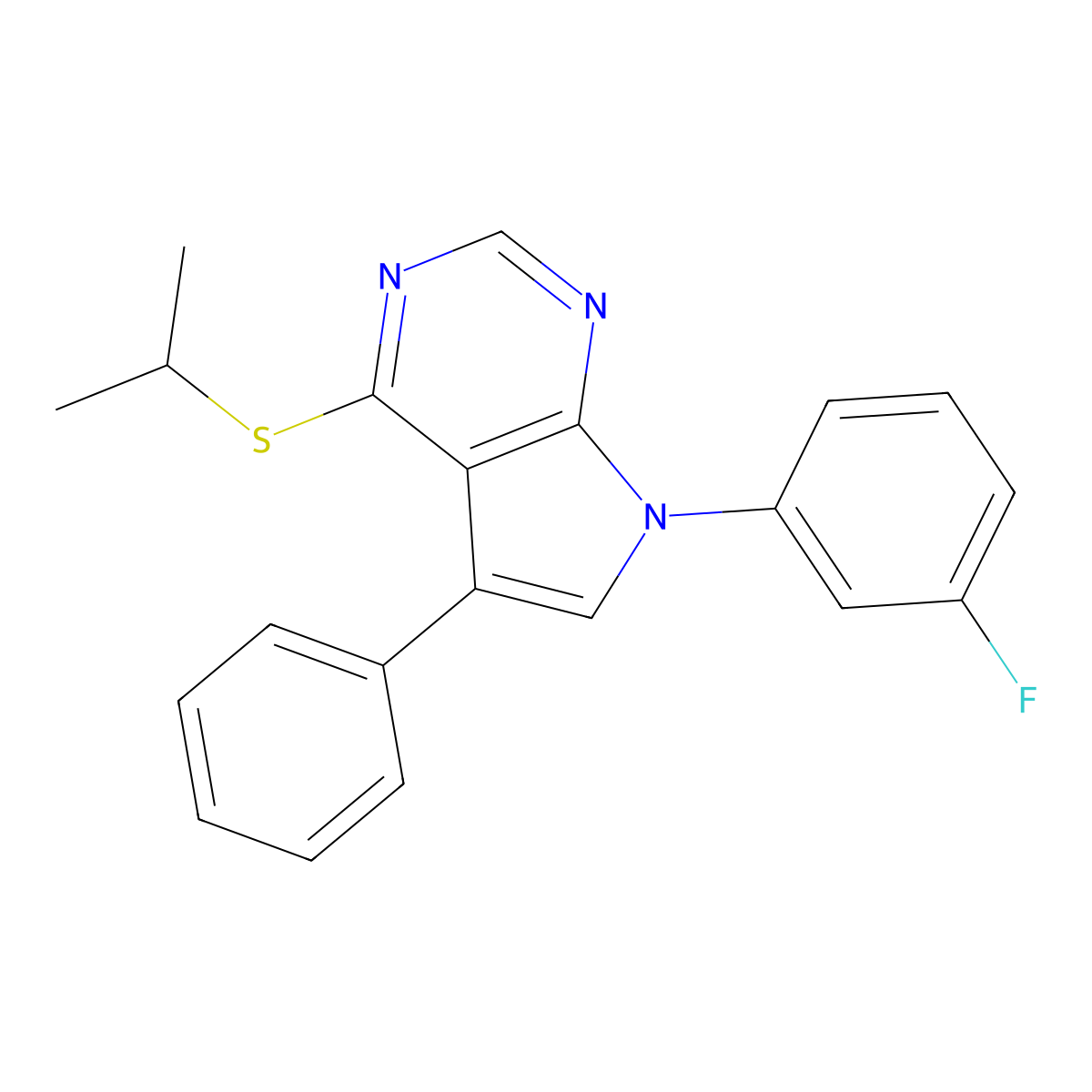 7-(3-Fluorophenyl)-4-(methylethylthio)-5-phenylpyrrolo[2,3-d]pyrimidine molecular structure, CAS 6228-36-0
