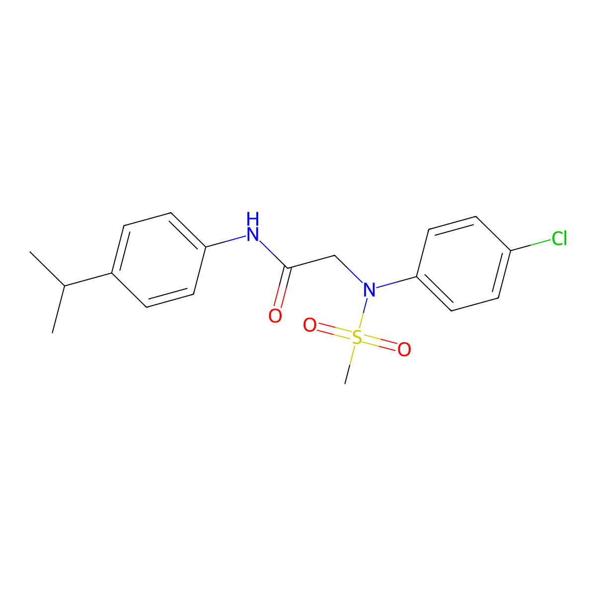 2-(4-chloro-N-methylsulfonylanilino)-N-(4-propan-2-ylphenyl)acetamide molecular structure, CAS 6228-94-0