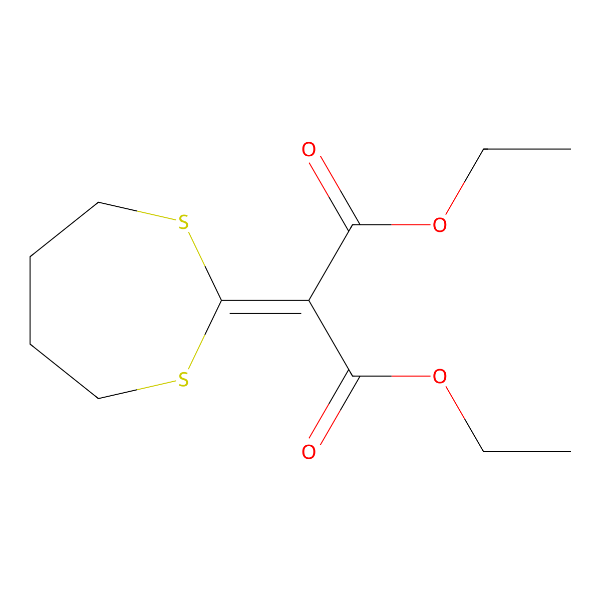 Propanedioic acid, 1,3-dithiepan-2-ylidene-, diethyl ester molecular structure, CAS 62280-80-2