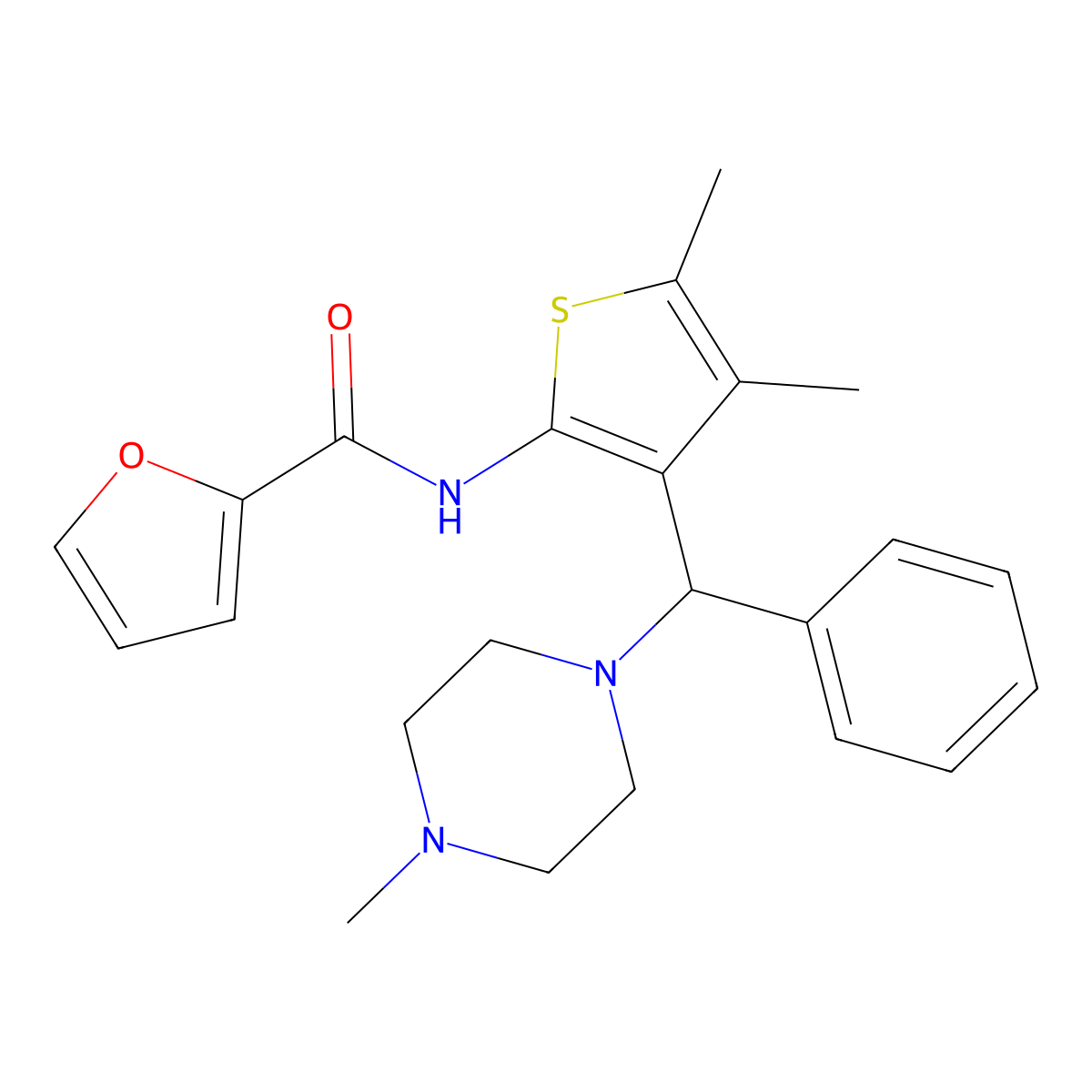 N-{4,5-Dimethyl-3-[(4-methylpiperazin-1-YL)(phenyl)methyl]thiophen-2-YL}furan-2-carboxamide molecular structure, CAS 622800-25-3