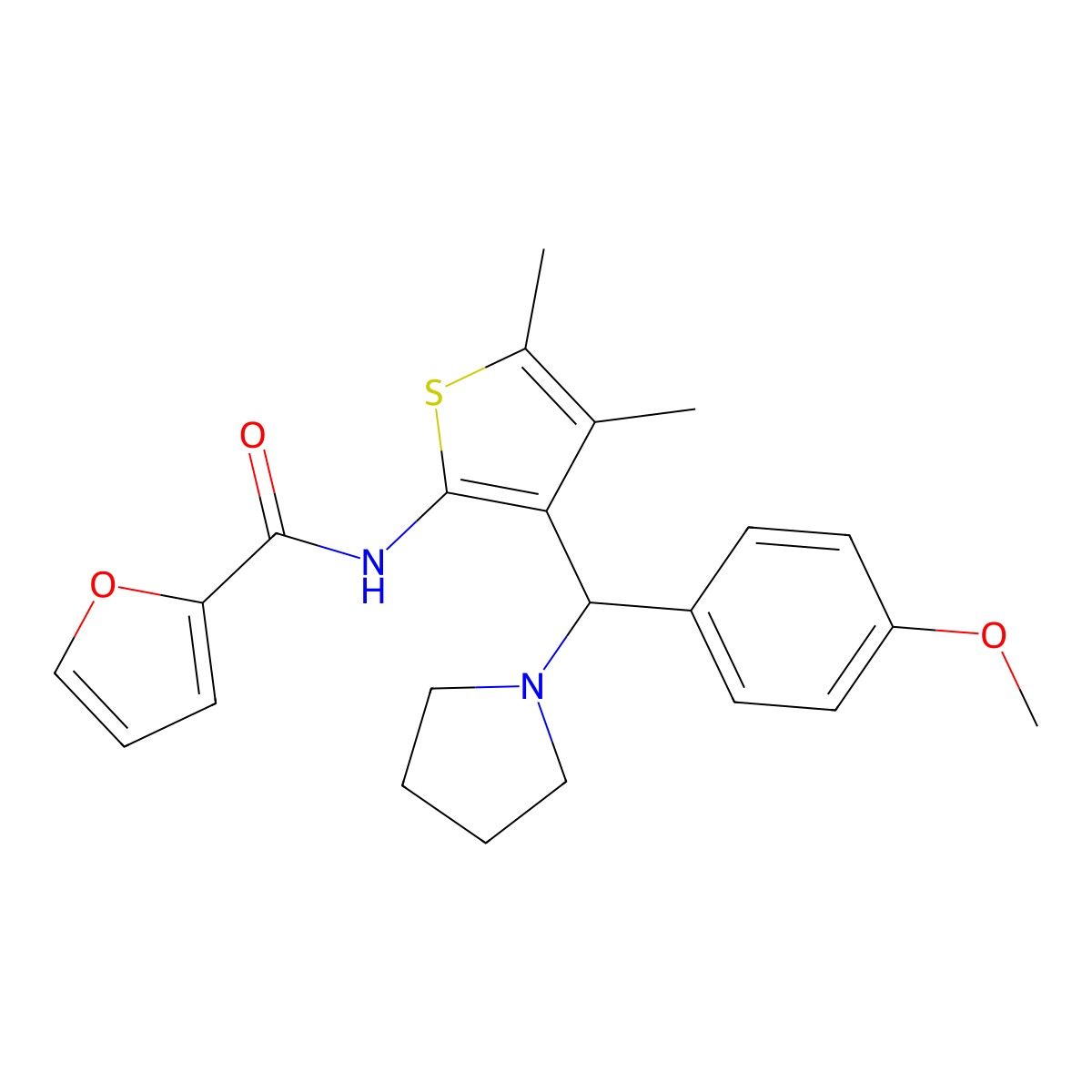 N-[3-[(4-methoxyphenyl)-pyrrolidin-1-ylmethyl]-4,5-dimethylthiophen-2-yl]furan-2-carboxamide molecular structure, CAS 622800-73-1