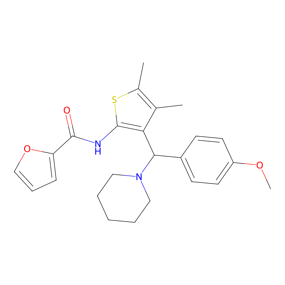 N-{3-[(4-methoxyphenyl)(piperidin-1-yl)methyl]-4,5-dimethylthiophen-2-yl}furan-2-carboxamide molecular structure, CAS 622800-80-0