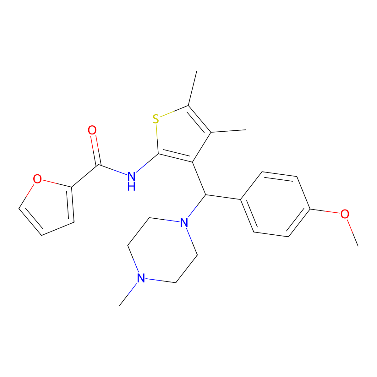 N-{3-[(4-Methoxyphenyl)(4-methylpiperazin-1-YL)methyl]-4,5-dimethylthiophen-2-YL}furan-2-carboxamide molecular structure, CAS 622801-00-7
