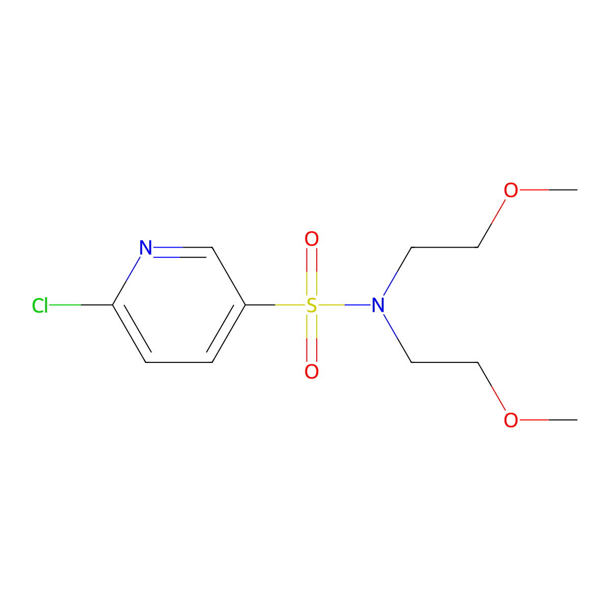 6-chloro-N,N-bis(2-methoxyethyl)pyridine-3-sulfonamide molecular structure, CAS 622801-51-8