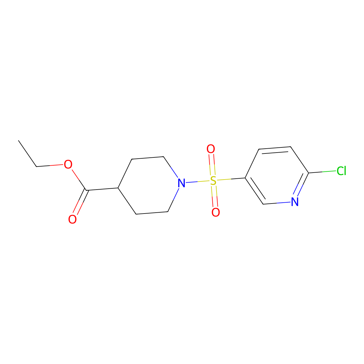Ethyl 1-(6-chloropyridin-3-yl)sulfonylpiperidine-4-carboxylate molecular structure, CAS 622801-73-4