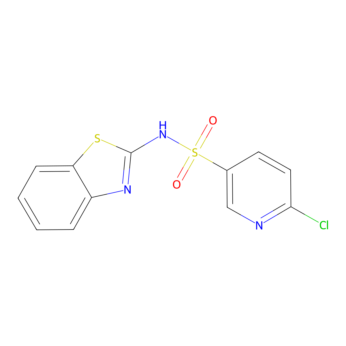 N-(1,3-benzothiazol-2-yl)-6-chloropyridine-3-sulfonamide molecular structure, CAS 622803-37-6