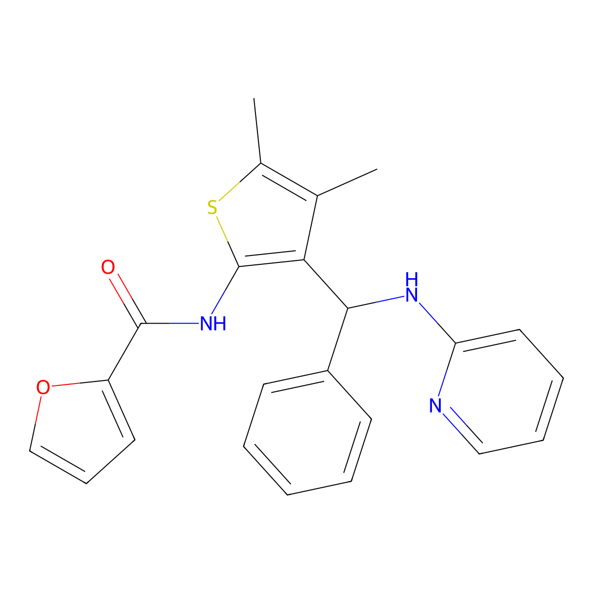 N-{4,5-dimethyl-3-[phenyl(2-pyridinylamino)methyl]-2-thienyl}-2-furamide molecular structure, CAS 622803-49-0