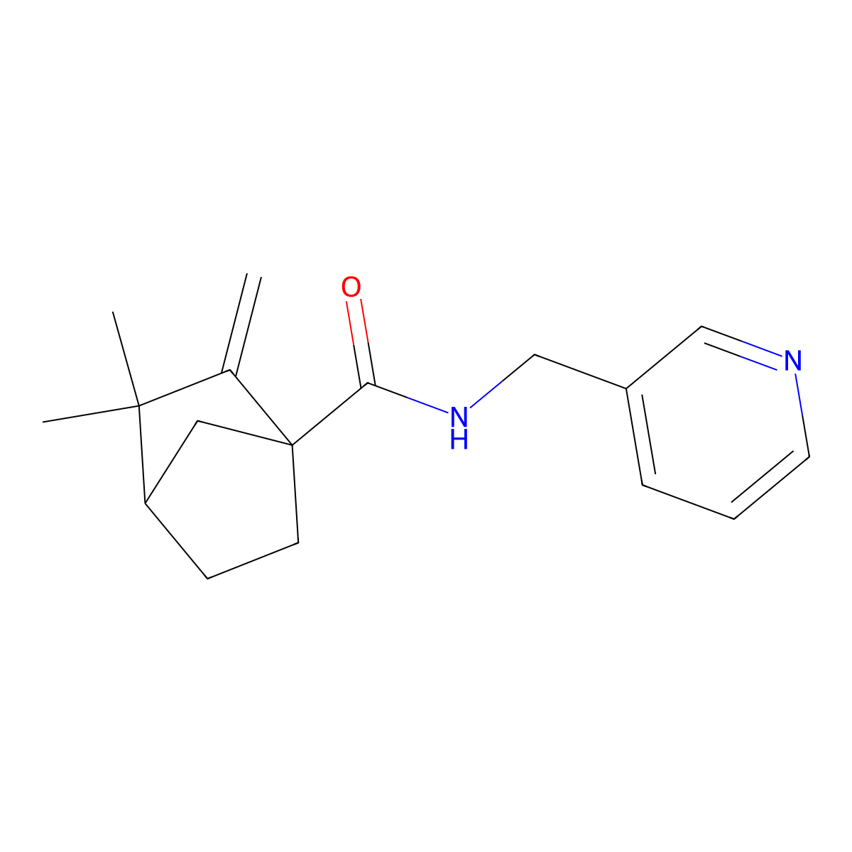 (3,3-dimethyl-2-methylenebicyclo[2.2.1]heptyl)-N-(3-pyridylmethyl)carboxamide molecular structure, CAS 622804-37-9