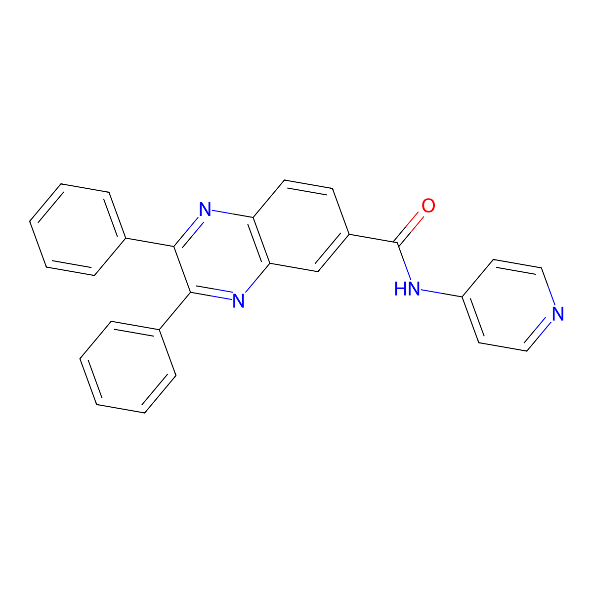 2,3-diphenyl-N-(pyridin-4-yl)quinoxaline-6-carboxamide molecular structure, CAS 622804-39-1