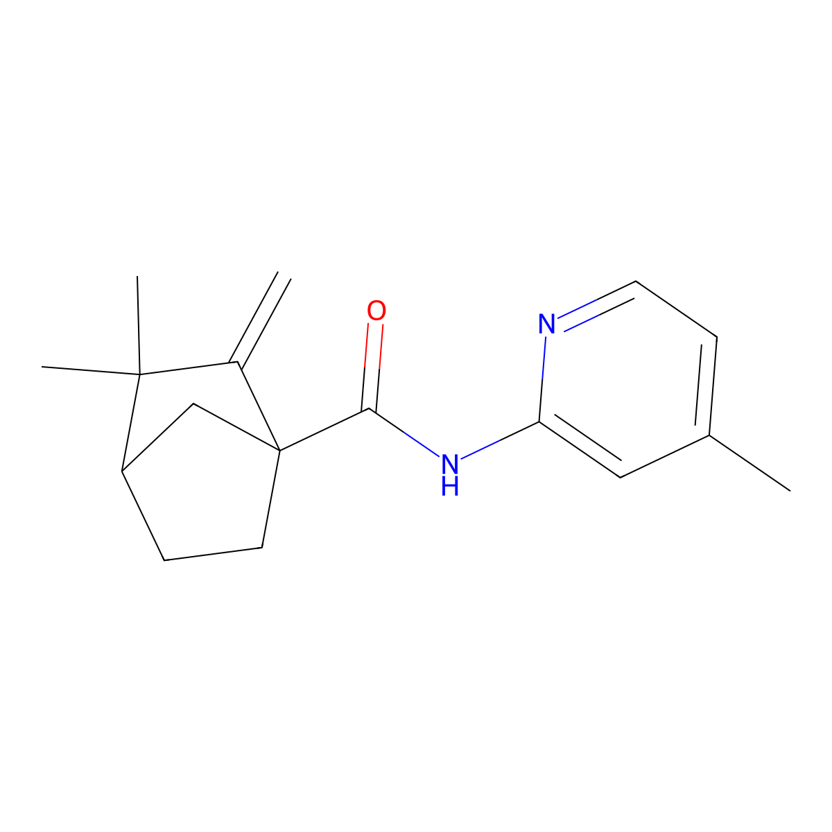 (3,3-dimethyl-2-methylenebicyclo[2.2.1]heptyl)-N-(4-methyl(2-pyridyl))carboxam ide molecular structure, CAS 622804-58-4