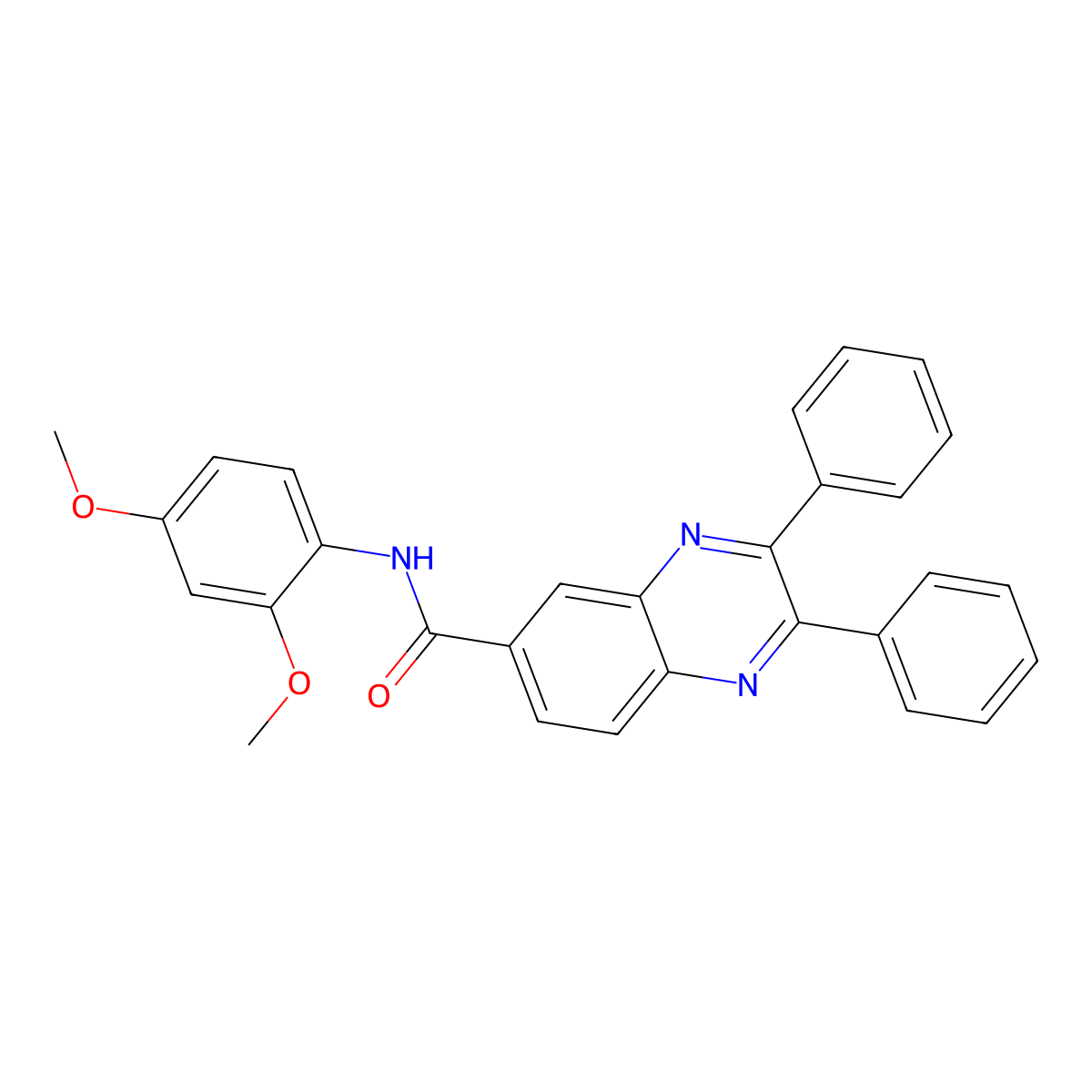 N-(2,4-dimethoxyphenyl)-2,3-diphenyl-6-quinoxalinecarboxamide molecular structure, CAS 622807-66-3