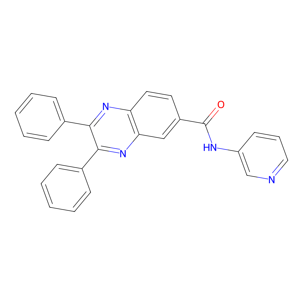 2,3-diphenyl-N-3-pyridinyl-6-quinoxalinecarboxamide molecular structure, CAS 622808-49-5