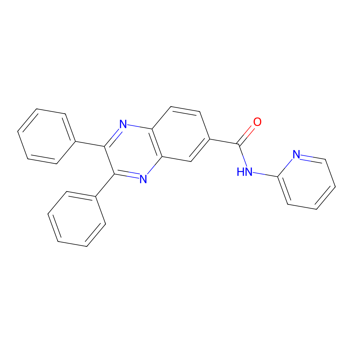2,3-diphenyl-N-(2-pyridinyl)-6-quinoxalinecarboxamide molecular structure, CAS 622809-41-0