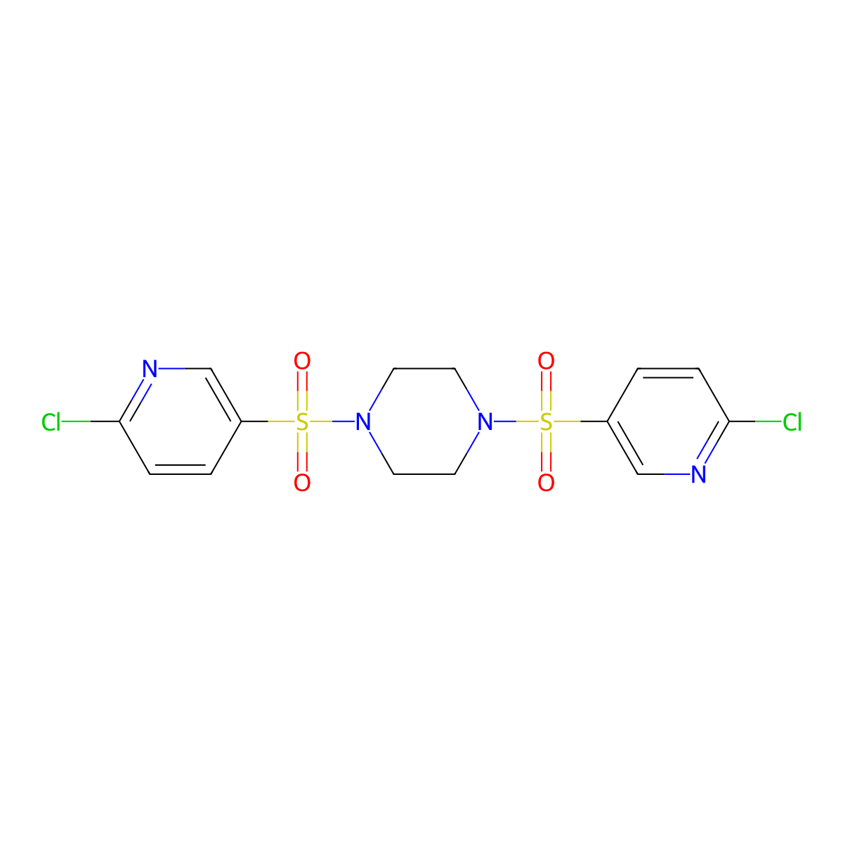 1,4-Bis[(6-chloropyridin-3-yl)sulfonyl]piperazine molecular structure, CAS 622809-52-3
