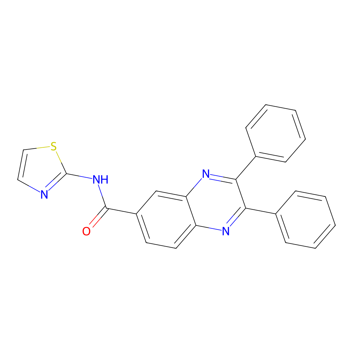 2,3-diphenyl-N-(1,3-thiazol-2-yl)quinoxaline-6-carboxamide molecular structure, CAS 622809-76-1