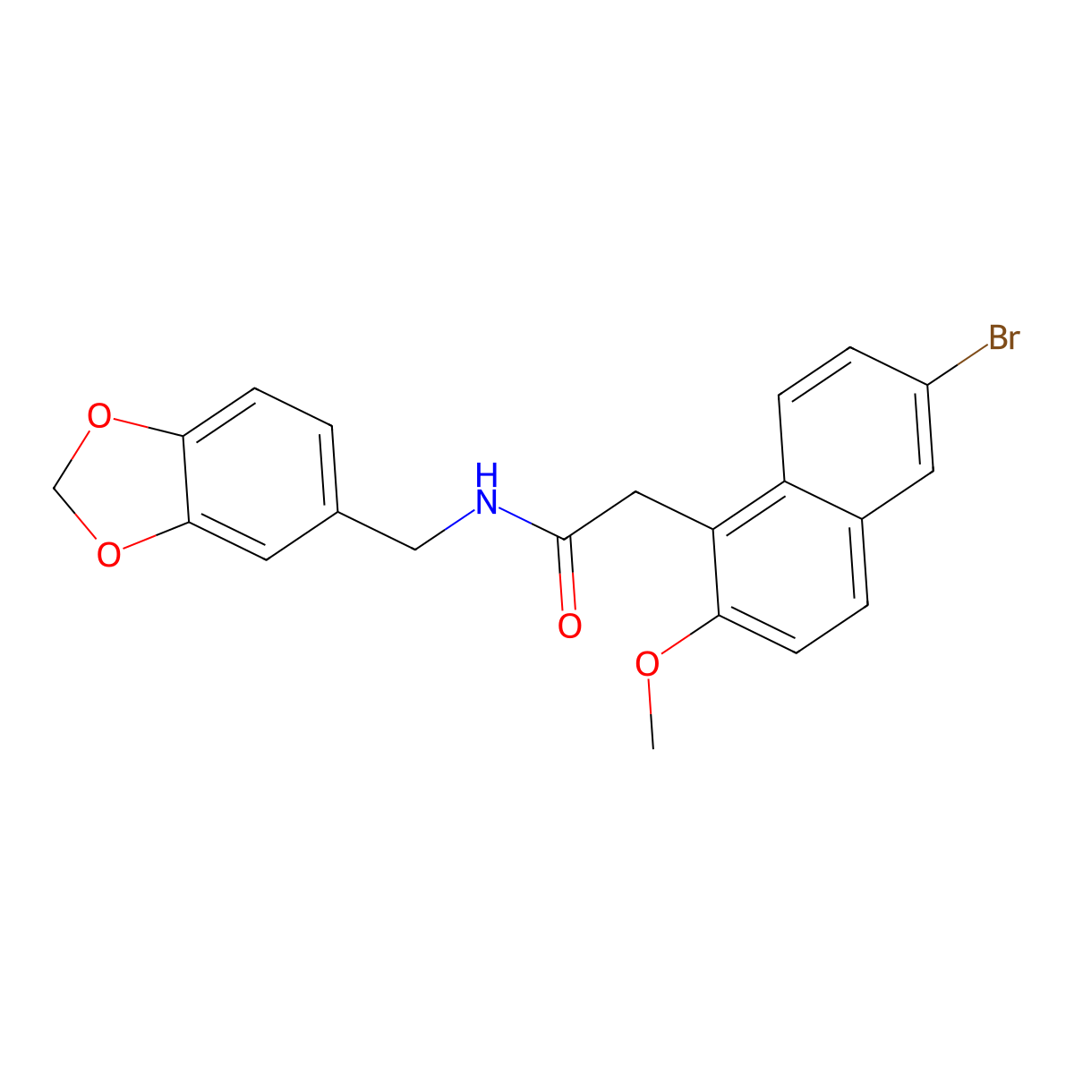 N-(1,3-benzodioxol-5-ylmethyl)-2-(6-bromo-2-methoxynaphthalen-1-yl)acetamide molecular structure, CAS 622811-93-2