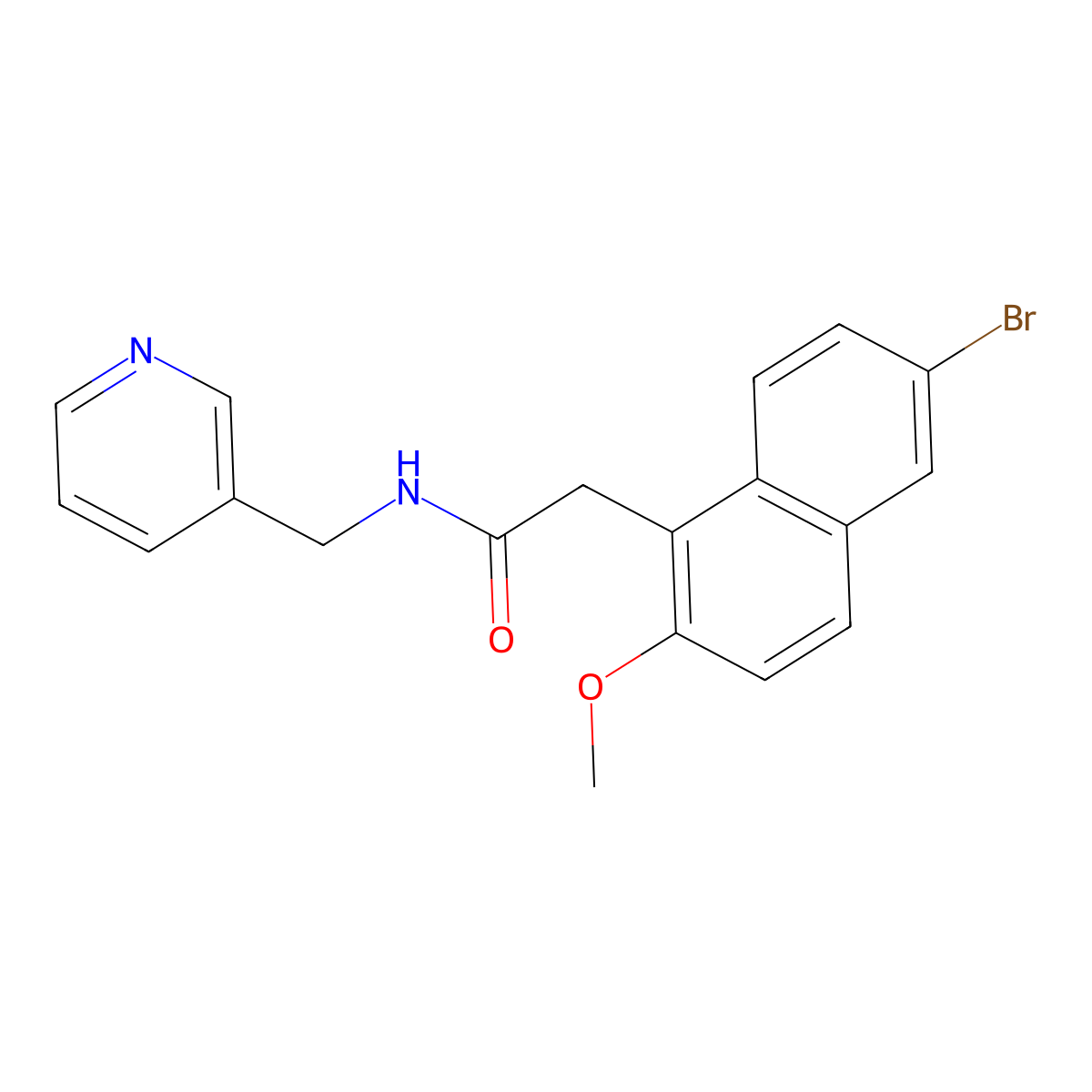2-(6-bromo-2-methoxynaphthalen-1-yl)-N-(pyridin-3-ylmethyl)acetamide molecular structure, CAS 622812-00-4