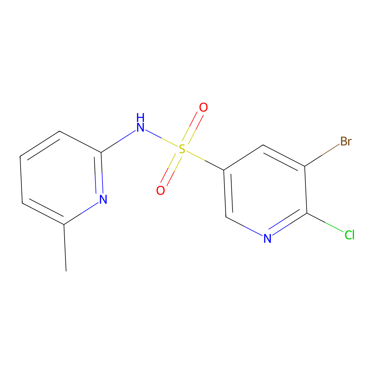 5-bromo-6-chloro-N-(6-methylpyridin-2-yl)pyridine-3-sulfonamide molecular structure, CAS 622812-81-1