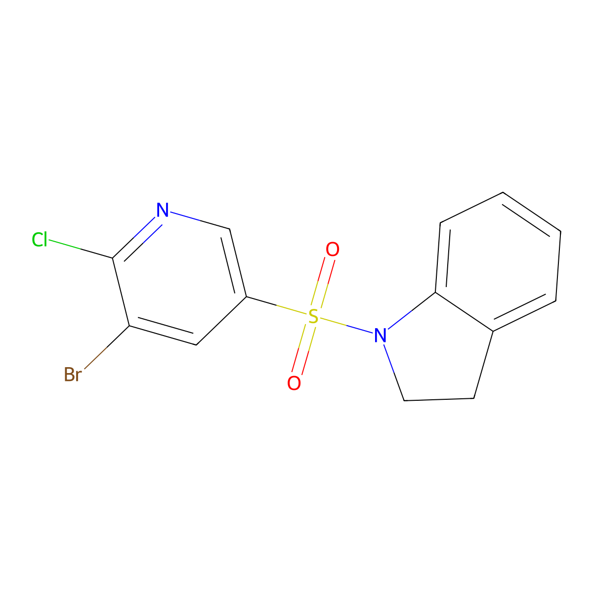 1-(5-Bromo-6-chloropyridin-3-yl)sulfonyl-2,3-dihydroindole molecular structure, CAS 622813-16-5