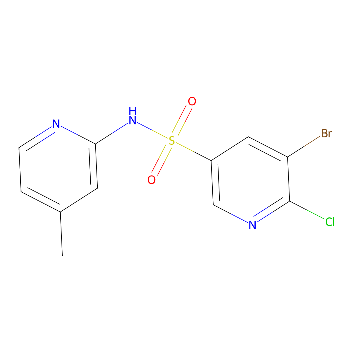 5-bromo-6-chloro-N-(4-methyl-2-pyridinyl)-3-pyridinesulfonamide molecular structure, CAS 622813-83-6