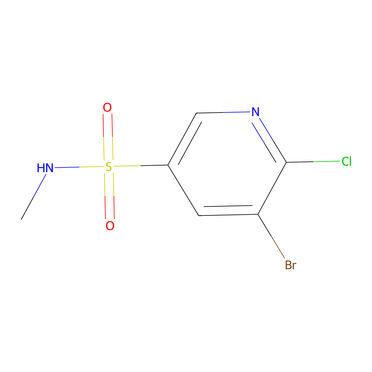 5-bromo-6-chloro-N-methylpyridine-3-sulfonamide molecular structure, CAS 622814-92-0