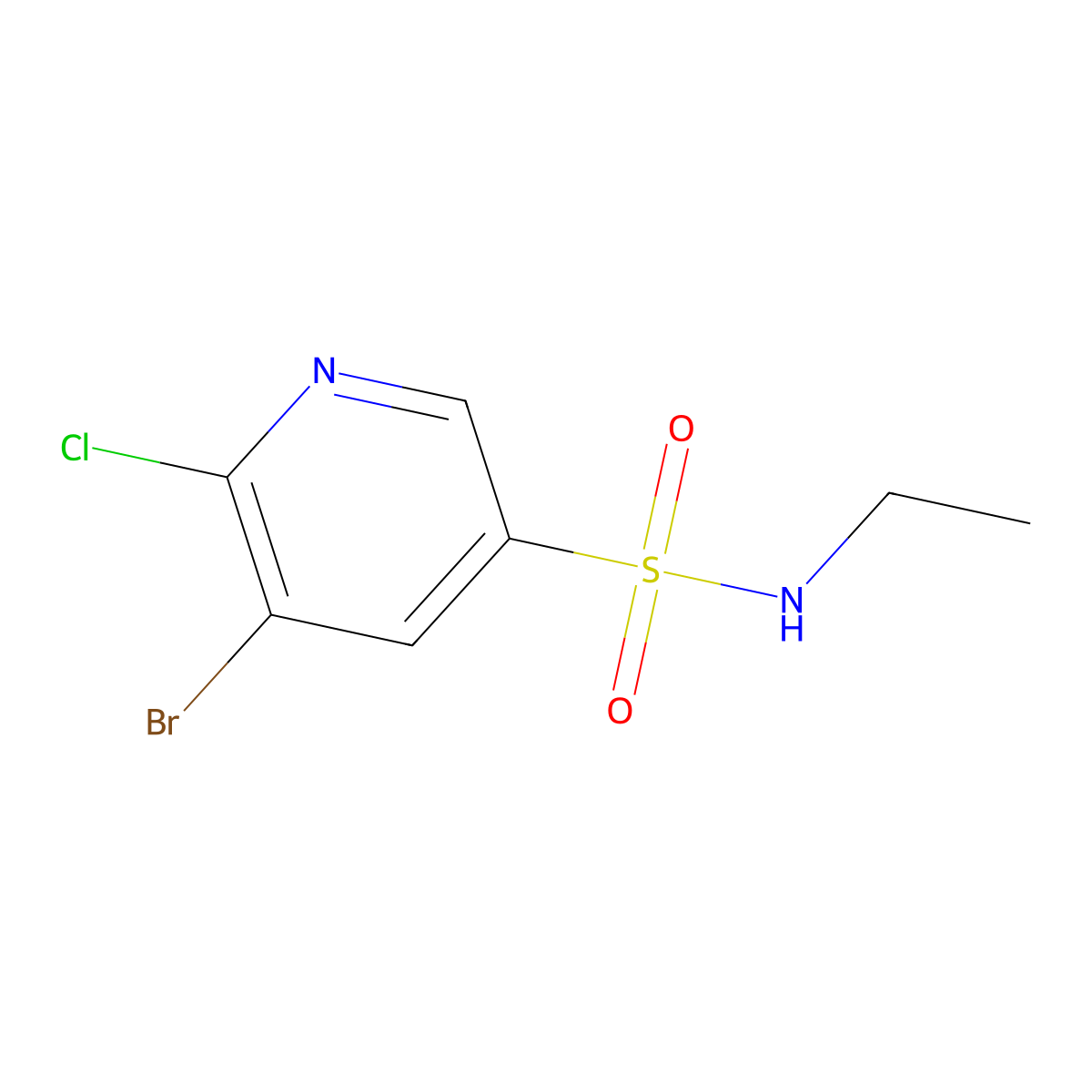 5-bromo-6-chloro-N-ethylpyridine-3-sulfonamide molecular structure, CAS 622814-98-6
