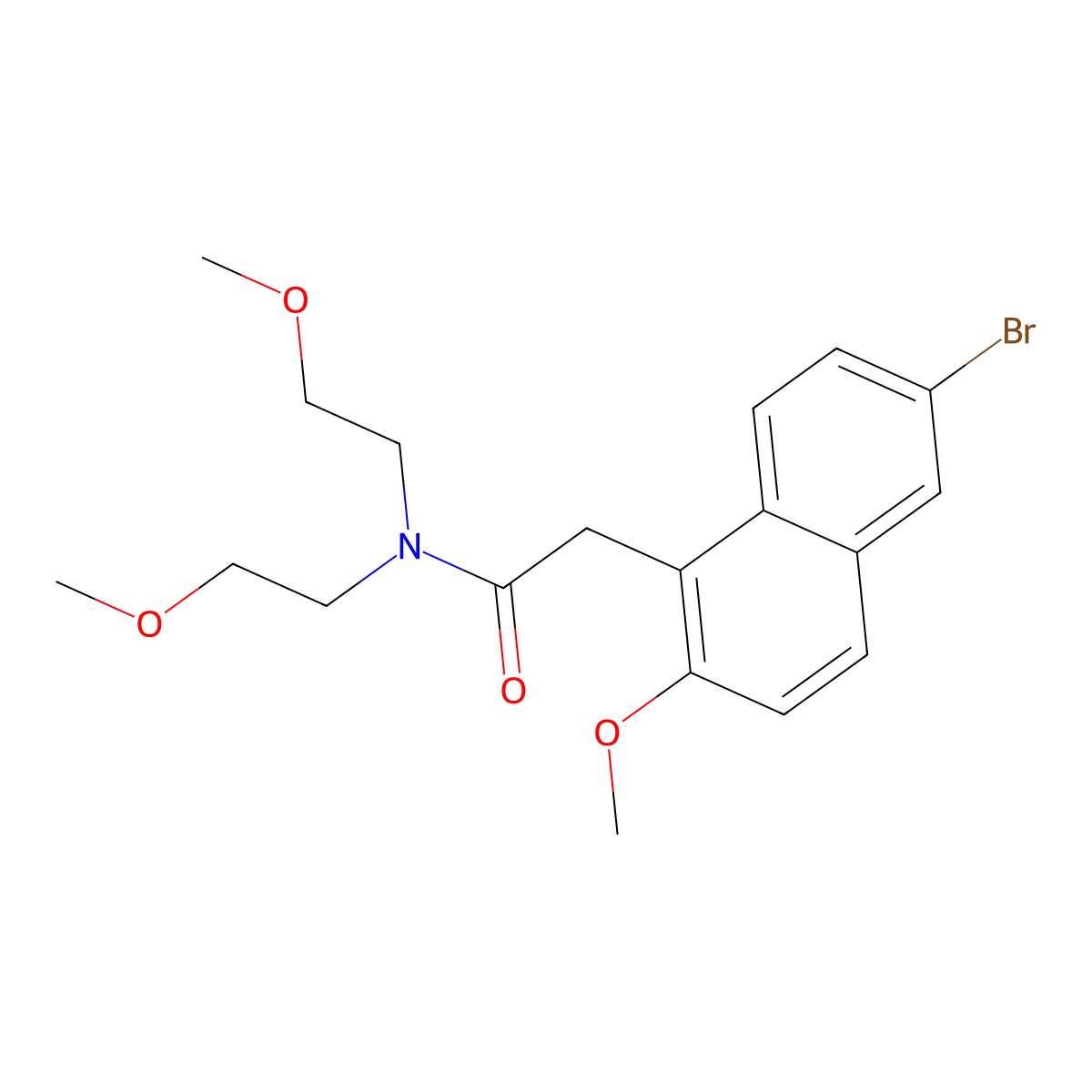 2-(6-bromo-2-methoxynaphthalen-1-yl)-N,N-bis(2-methoxyethyl)acetamide molecular structure, CAS 622816-08-4