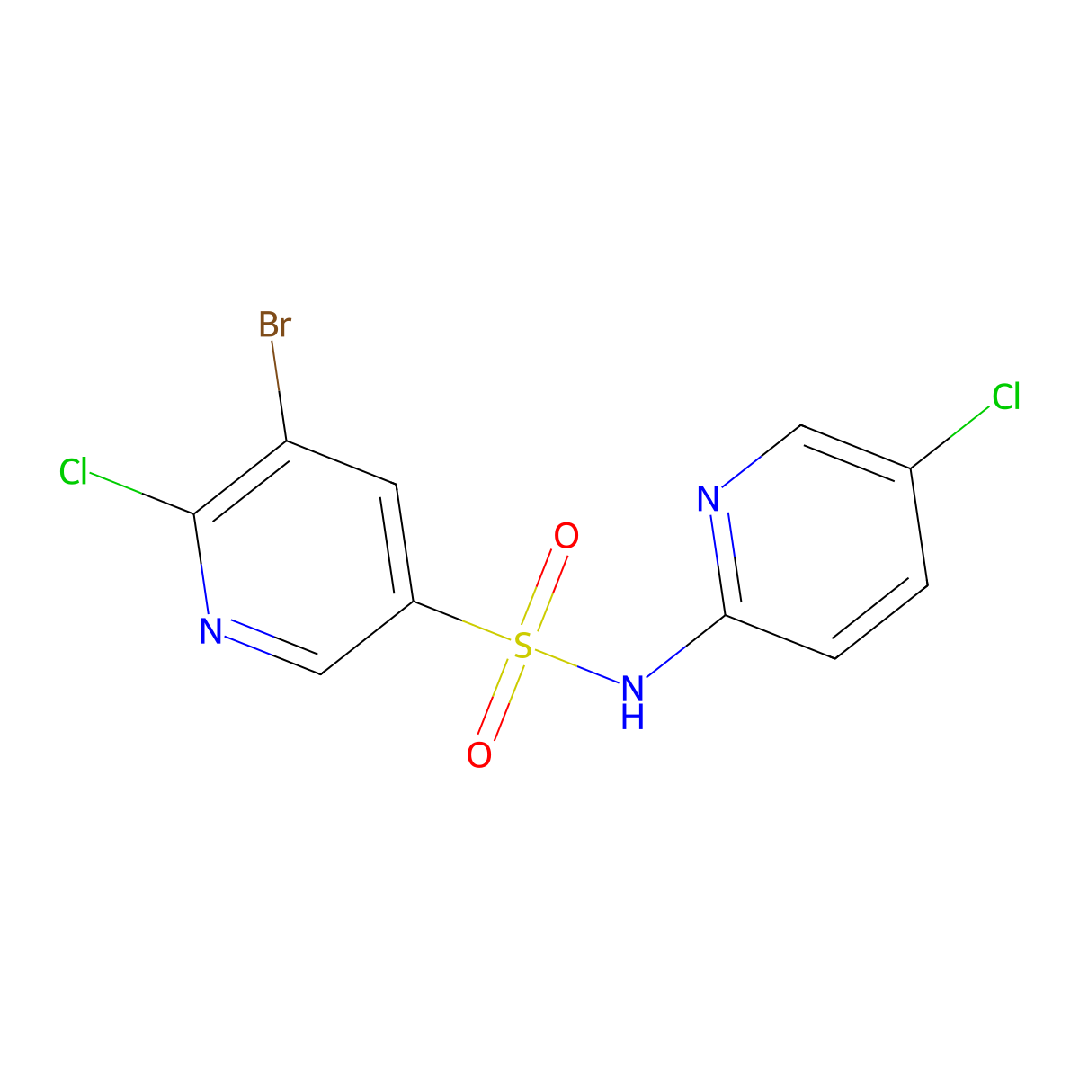 5-bromo-6-chloro-N-(5-chloro-2-pyridinyl)-3-pyridinesulfonamide molecular structure, CAS 622818-49-9