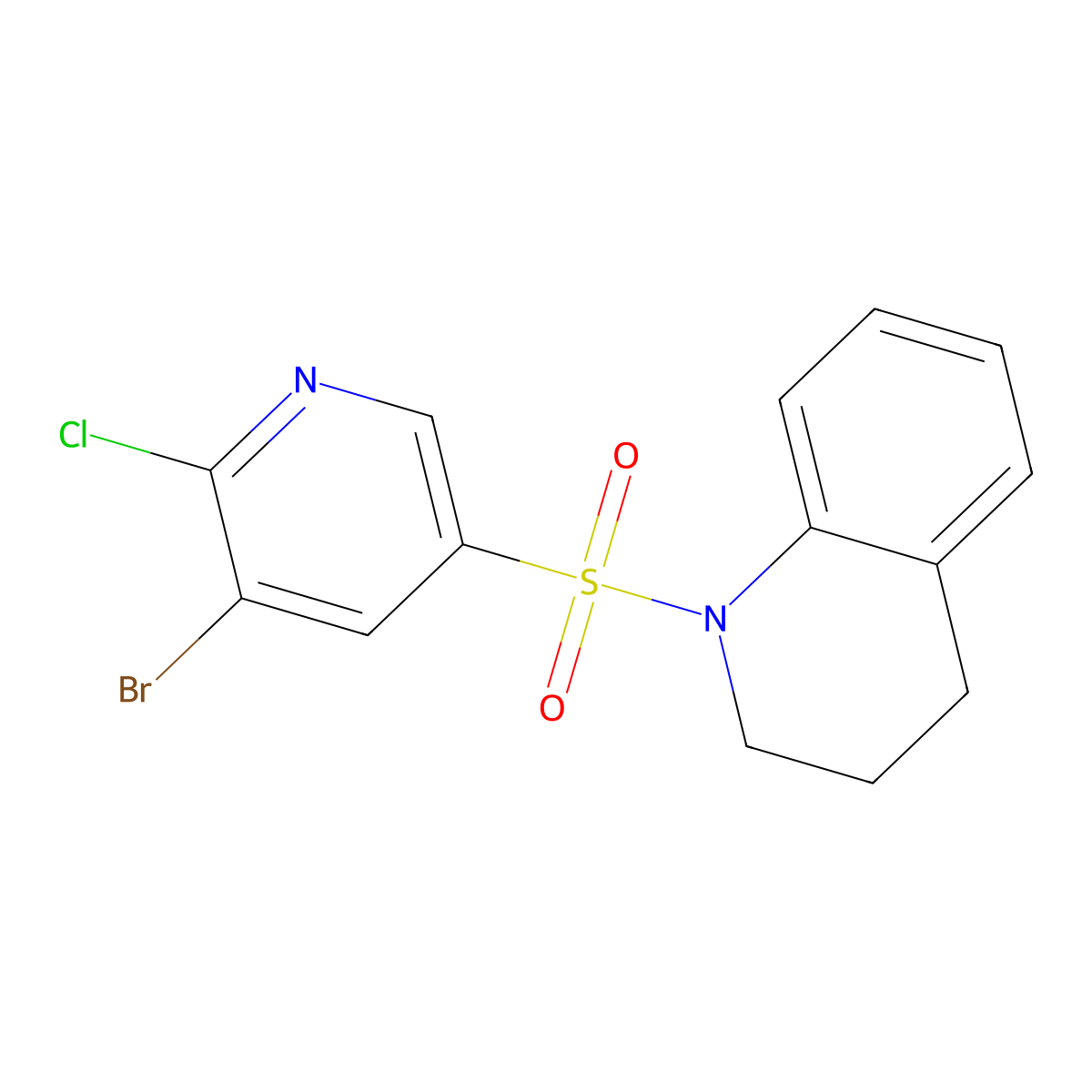 1-(5-bromo-6-chloropyridin-3-yl)sulfonyl-3,4-dihydro-2H-quinoline molecular structure, CAS 622818-59-1