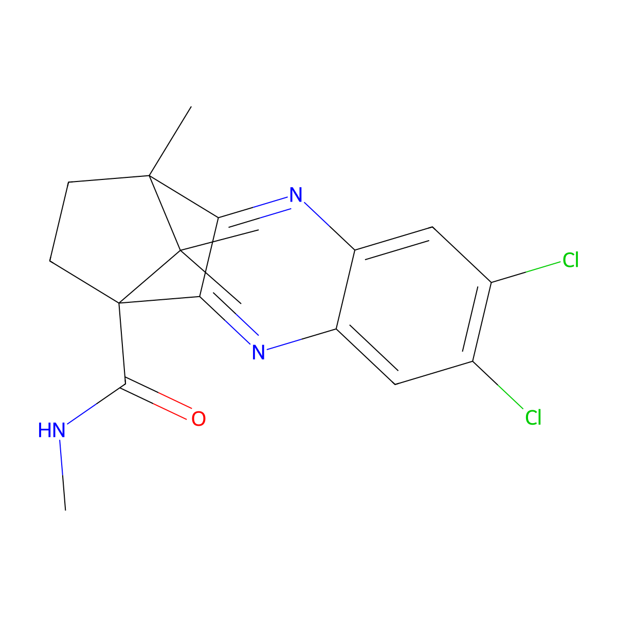 7,8-dichloro-N,4,11,11-tetramethyl-1,2,3,4-tetrahydro-1,4-methanophenazine-1-carboxamide molecular structure, CAS 622819-23-2